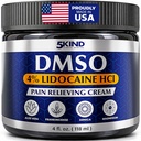 5Kind DMSO Cream with Lidocaine for Pain Relief 4 fl oz - 99.9% Pure DMSO Pharmaceutical Grade Cream - Lidocaine Cream with Aloe Vera, Magnesium, Arnica & Menthol - Registered NDC - Made in USA