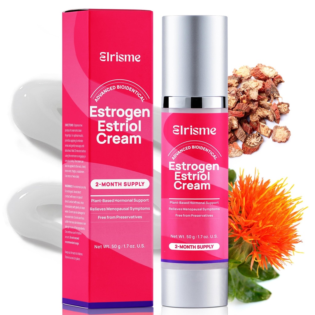 Estriol Cream for Women Menopause Relief: Natural Bioidentical Estrogen Cream, Hormone Balance, Perimenopause Support - Vaginal Health, Vulva Itch, Hot Flashes, Night Sweats, 50ml