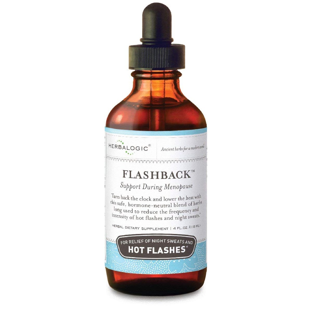 Herbalogic - Flashback Liquid Herb Drops - Natural Relief for Menopausal Hot Flashes, Night Sweats, Sleeplessness, Irritability & Mood Swings - 4 Fl. Oz.