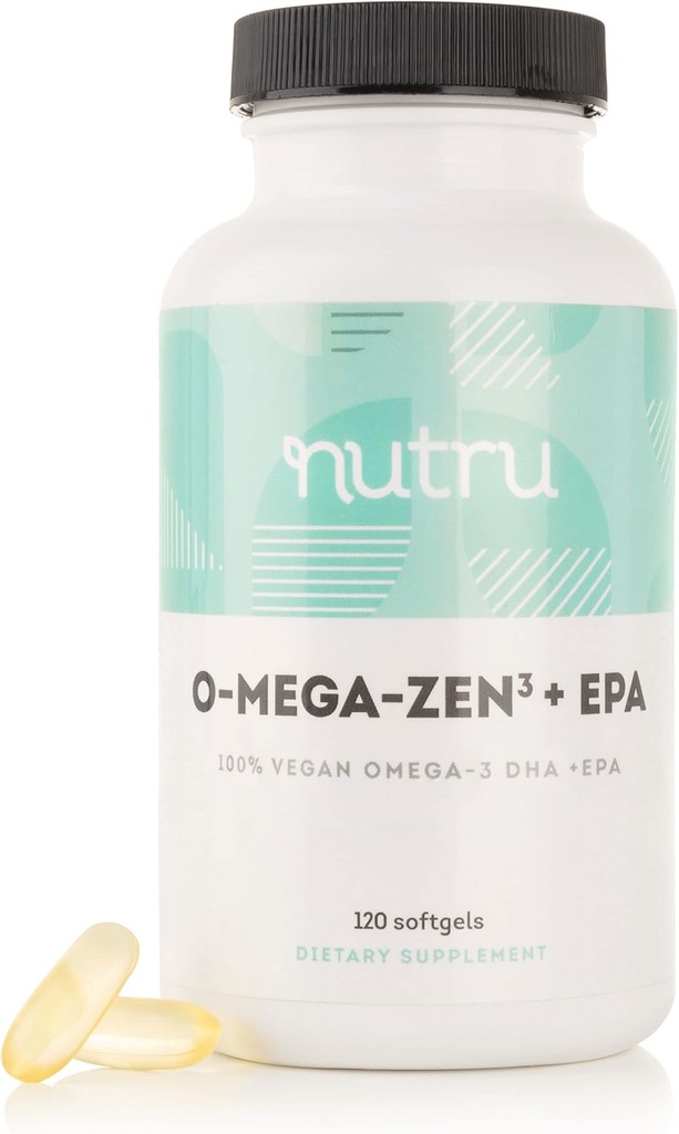 O-Mega-Zen3 +EPA Vegan Omega 3 Suplemento - Alternativa óleo de peixe - Premium Marinha Algal Based Omega-3 DHA e EPA ácidos gordos - Carrageenan Free - 120 Softgels