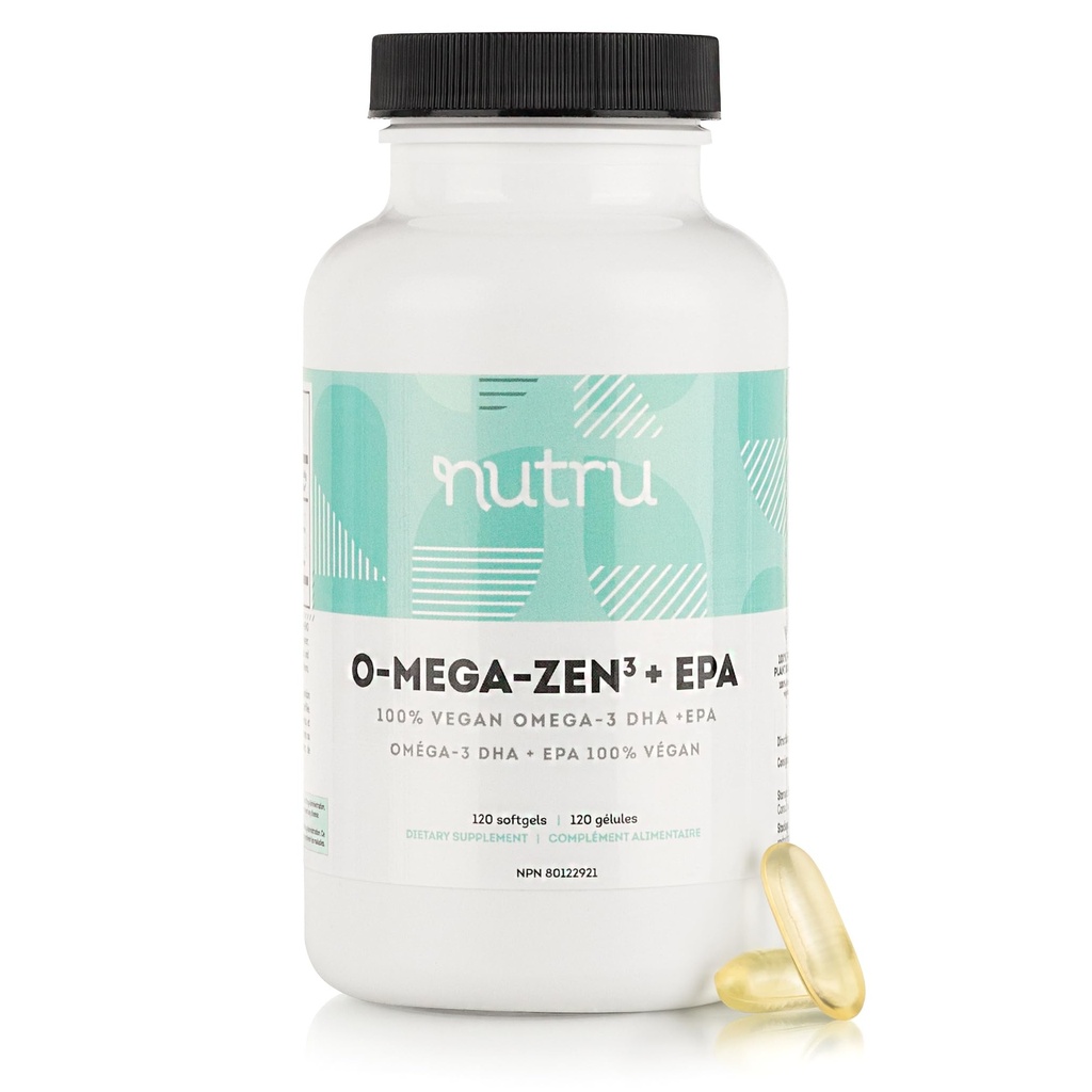O-Mega-Zen3 +EPA Vegan Omega 3 Supplement - Fish Oil Alternative - Premium Marine Algal Based Omega-3 DHA and EPA Fatty Acids - Carrageenan Free - 120 Softgels
