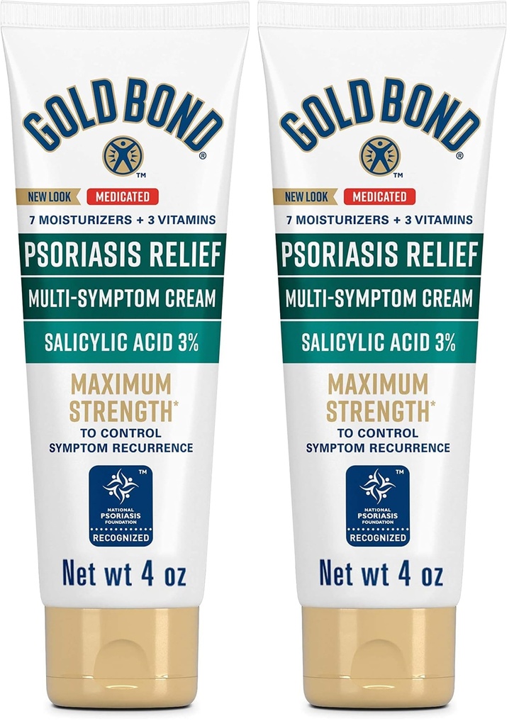 Gold Bond Multi-Symptom Psoriasis Relief Cream, 4 oz., for Itchy, Irritated & Scaling Skin (Pack of 2)