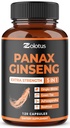 Zolotus Korean Red Panax Ginseng + Ginkgo Biloba, Ashwagandha, Beetroot, Green Tea - 120 Capsules for 2 Month Supply