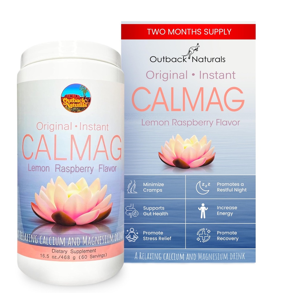 CalMag 2:1 High Absorption Calcium Magnesium Citrate Powder Supplement for Stress Relief, and Sleep, Calcium Supplement for Bone Health, Lemon Raspberry Flavor 16.5oz (Pack of 1)