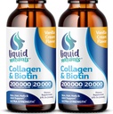 Collage liquido e biotina, 2 Fl. Oz, Integratori di collagene ultra-forza per le donne, Biotina amichevole per la crescita dei capelli Donne, Unghie, & Vitamine di pelle B7 Collageno Peptides – Vanilla Flavor - 2 Confezione