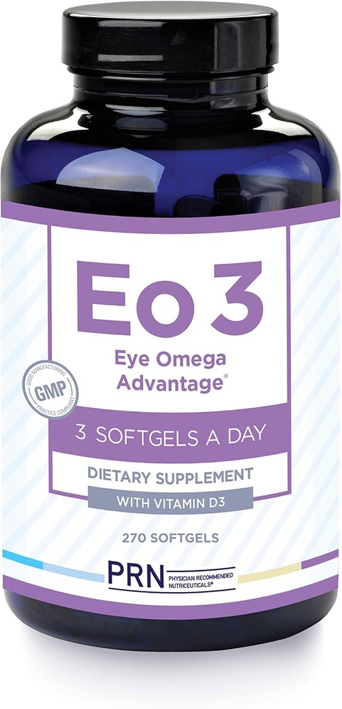 PRN Eye Omega Advighlence (Eo3) Suftgels - 270 Softgels, 90-Day Suply - Re-Esterfied Omega 3 Triglyceride Form Vitamin dengan 920mg EPA, 920mg DHA, Lutein & Algixanthin untuk Macula, Retina Dukungan