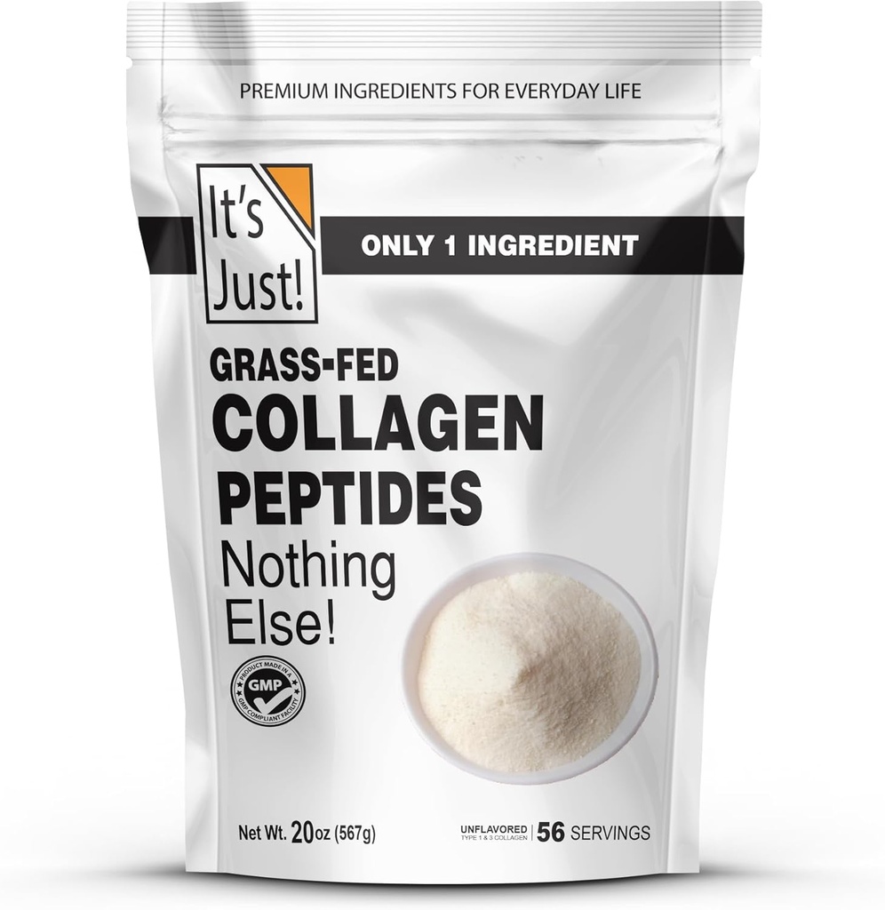 Είναι απλά! - Collagen Peptides (1,25lb) Grass-Fed Protein Powder, Unflaved, Heavy Metal Tested by 3rd Party Lab, Type I & III, Hydrolyzed to Dissolve Γρήγορα, 20oz