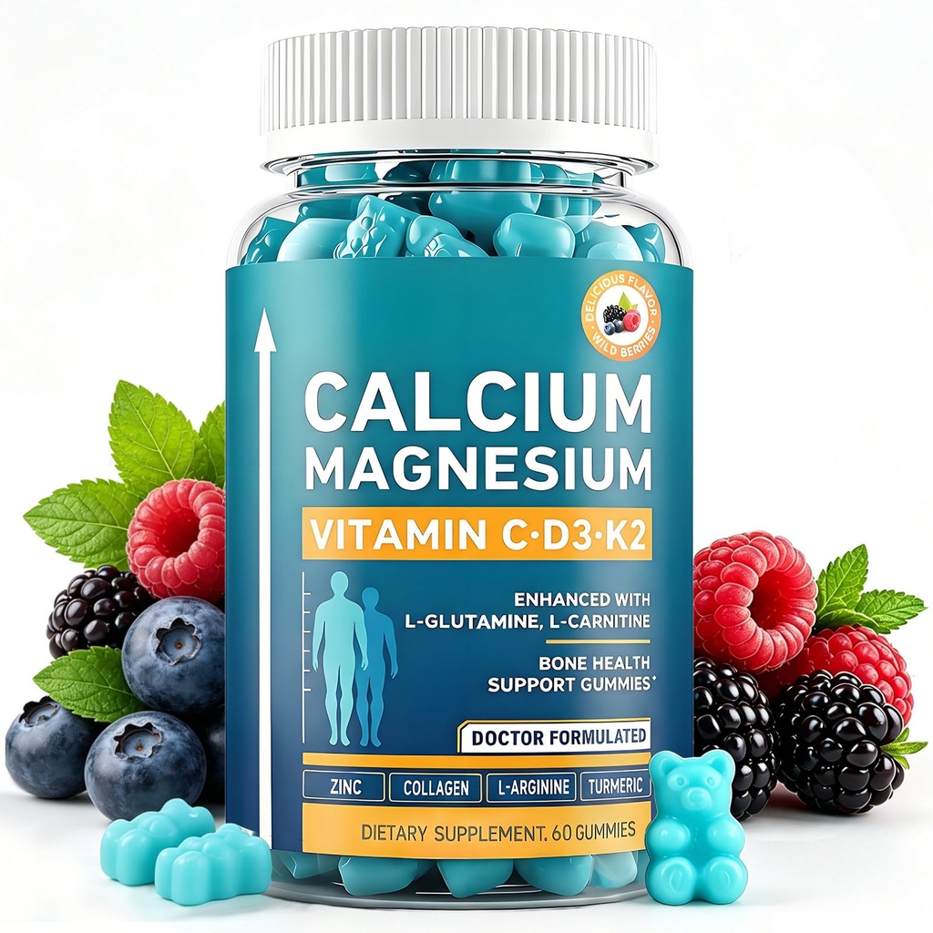 Vitamin D3 K2 Supplement-Vitamin D3 2500IU + K2 MK-7 100mcg Gummies with Calcium, Magnesium,Vitamin C & Zinc,2-in-1 Complex for Bone Strength, Heart Health & Immune Support,Non-GMO(60 Count, Berry)