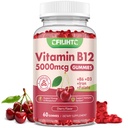 Vitamin B12 Gummies for Women & Men, 5000mcg Methyl B12 Gummies with Vitamin B6, D3, Iron, Folate for Adults, Support Energy & Metabolism Boost, Mood, Immune & Nervous System, Sugar Free Cherry Flavor