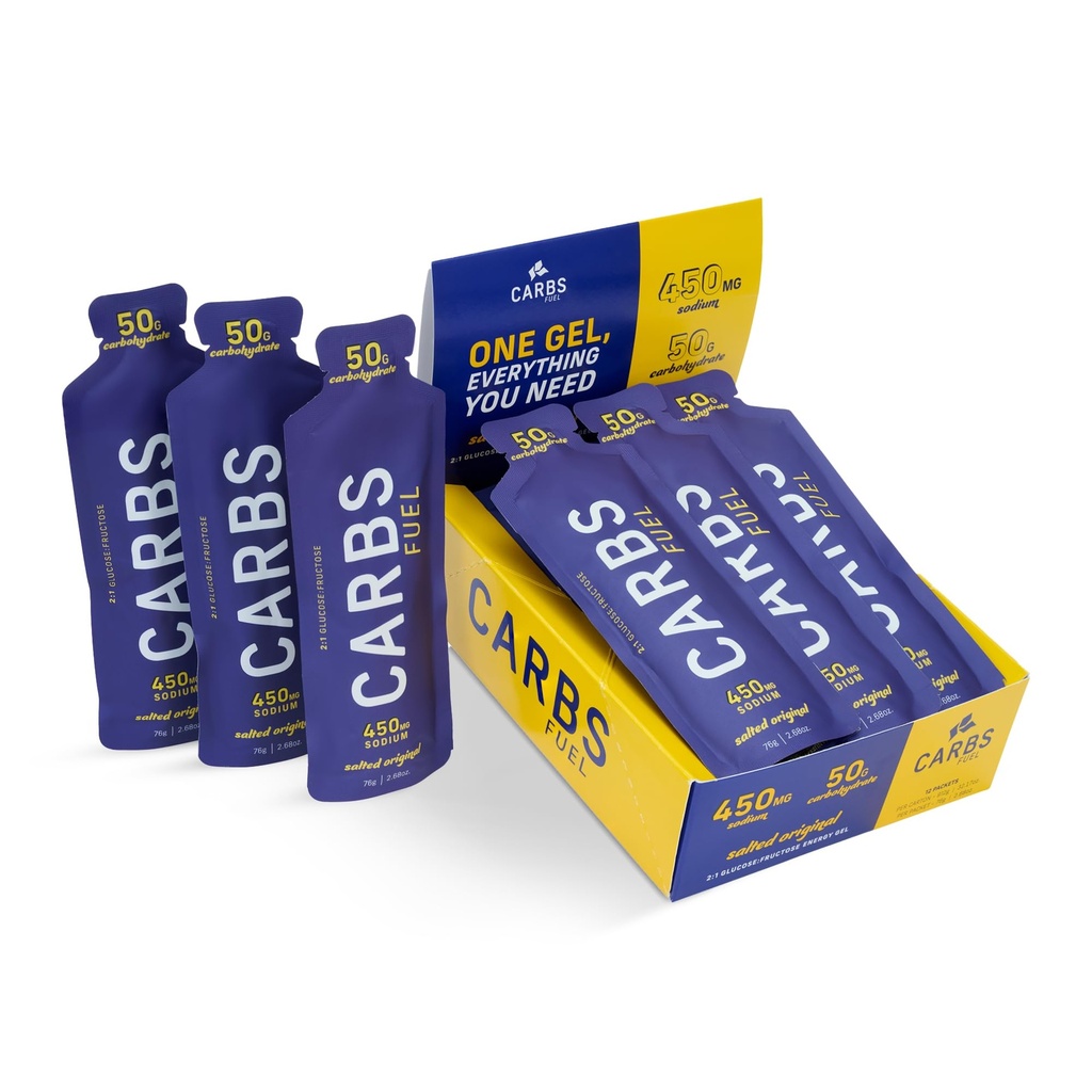 Salted Original 50g Energy Gel 12-Pack | 50g Carbs, 450mg Sodium | Vegan & Gluten-Free | Thin, Easy-to-Consume Running Gels | No Hydration Mix Needed | Fuel for Longer Efforts