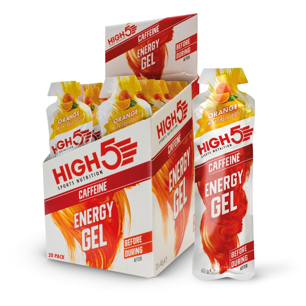 High 5 Energy Gel Plus - 20 x 38g Sachet - Orange