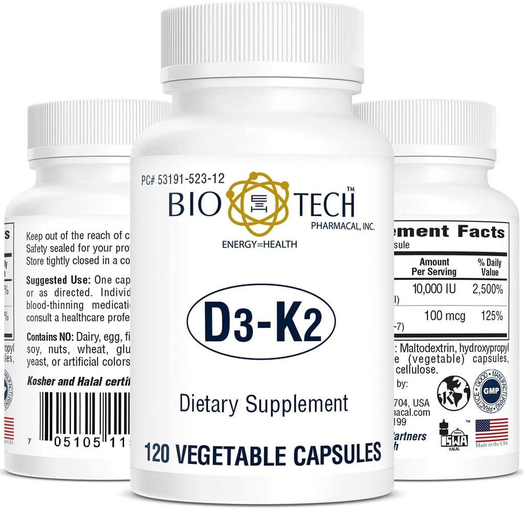 Bio-Tech D3-K2 120 Vegcaps