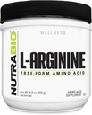 NutraBio L-Arginina Suplemento, 750mg – Precursor de óxido nítrico, Suporta Fluxo de Sangue, Saúde Vascular e Crescimento Músculo, 250g