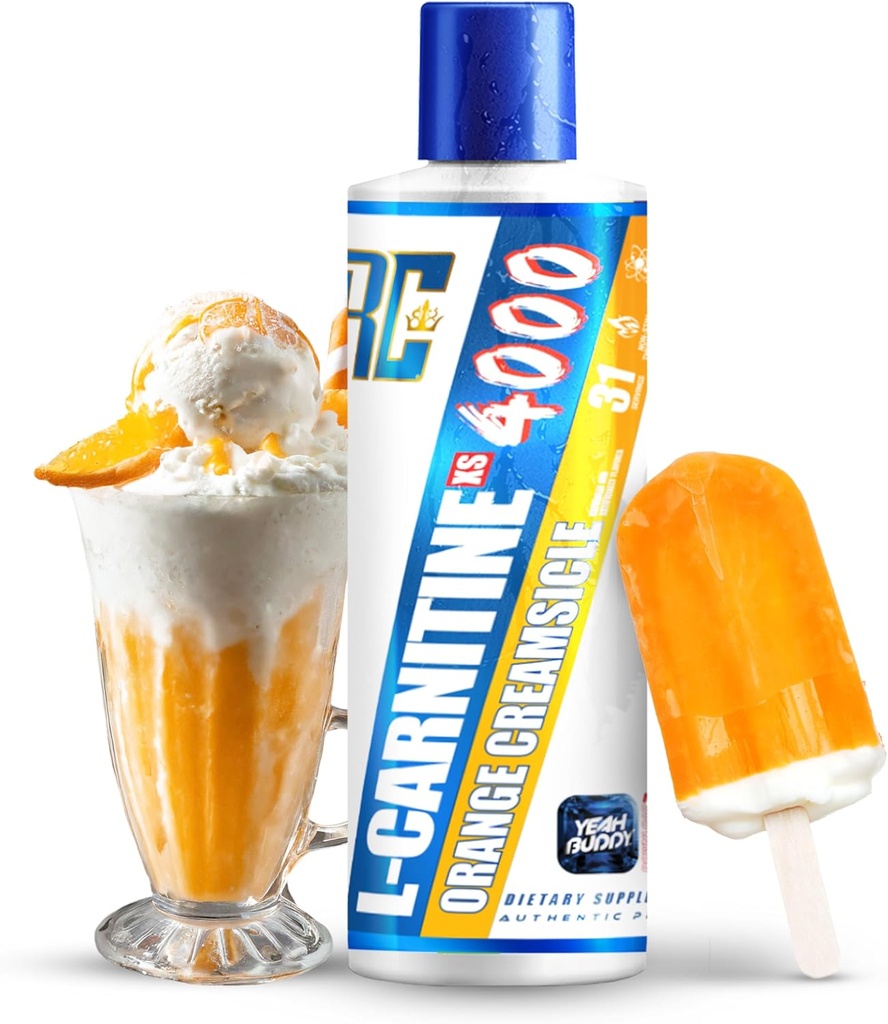 Ronnie Coleman ra dấu Series L Carnitine XS 4000 chất lỏng, chất kích thích tự do, Sugar Free, Zero Carbs, hỗ trợ sức mạnh cơ bắp dành cho nam và nữ, 16 Oz (16 độ, kem cam (2000)