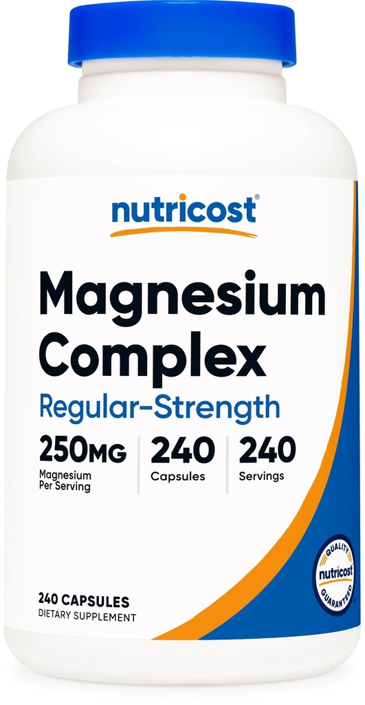 Nutricost Magnesium Complex 250mg, 240 Capsules - Magnesium Oxide, Citrate, and Glycinate - Gluten Free and Non-GMO