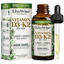 Live Wise Naturals Vitamin D3 K2 Drops for Adults - 930 Drops, Ultra Concentrated Formulation, Fast Absorption 1208 IU Vitamin D3, 25 MCG (MK-7) - Micro-Dosing Dropper for Calcium & Bone Support