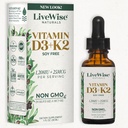 Vitamín D3 s K2 kvapalnými kvapkami, všetky prírodné, non-GMO, 1208iu D3 a 25mcg K2 (mk7) na obsluhu, podporu kosti, imunitný systém a energetické hladiny, s alebo bez mäty piepornej