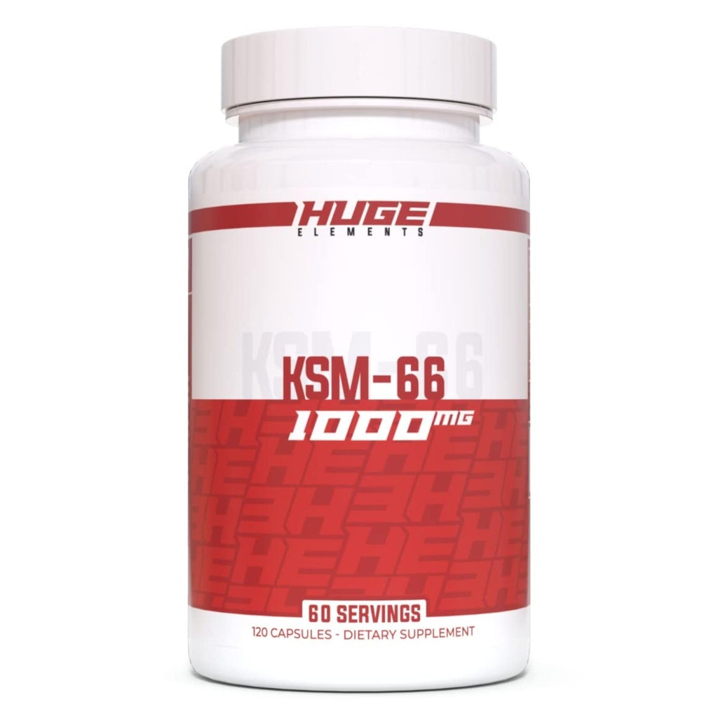 Huge Supplements KSM-66 Ashwaghanda, High Potency 5% Withanolides, 1000mg of Clinically Studied KSM66 (120 Capsules)