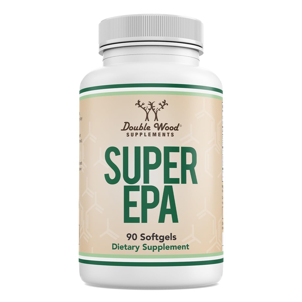 Super EPA - Omega 3 Fish Oil Supplement - EPA & DHA Omega-3 Fatty Acids - 90 Softgels (Non-GMO, Gluten Free, Vegetarian Safe) by Double Wood