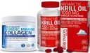 Bronson Marine Collagen Peptides Hydrolyzed Protein Powder + Antarctic Krill Oil 1000 mg with Omega-3s EPA DHA