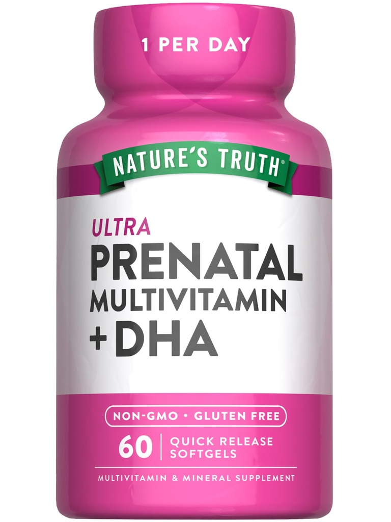 Nature's Truth Prenatal Vitamins for Women | with DHA and Folic Acid | 60 Softgels | Non-GMO & Gluten Free Supplement
