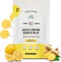 MommaBear Nausea & Motion Sickness Lollipops - Nausea를위한 비 GMO 레몬 & Ginger Candy - 아동을위한 유기 롤리팝 3+ & 임신한 여성을 완화하기 위해 - 신선도 (10 팩)