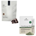 Arbonne Feelfit Pea Protein Shake - Daily Supplement Powder Chocolate + GreenSynergy Elixir – Citrus-Flavored Greens Powder with 13 Digestive Enzymes, Vegan Collagen Builder, Probiotics and Prebiotics