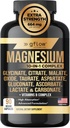 Magnesium Complex Supplement - 10 Aktive Former, Glykinat, Citrat, Malat, Oxid, Taurat, Aspartat, Gluconat, Askorbat, Lactate, Carbonat, Plus Mer med vitamin C1 B2 B12