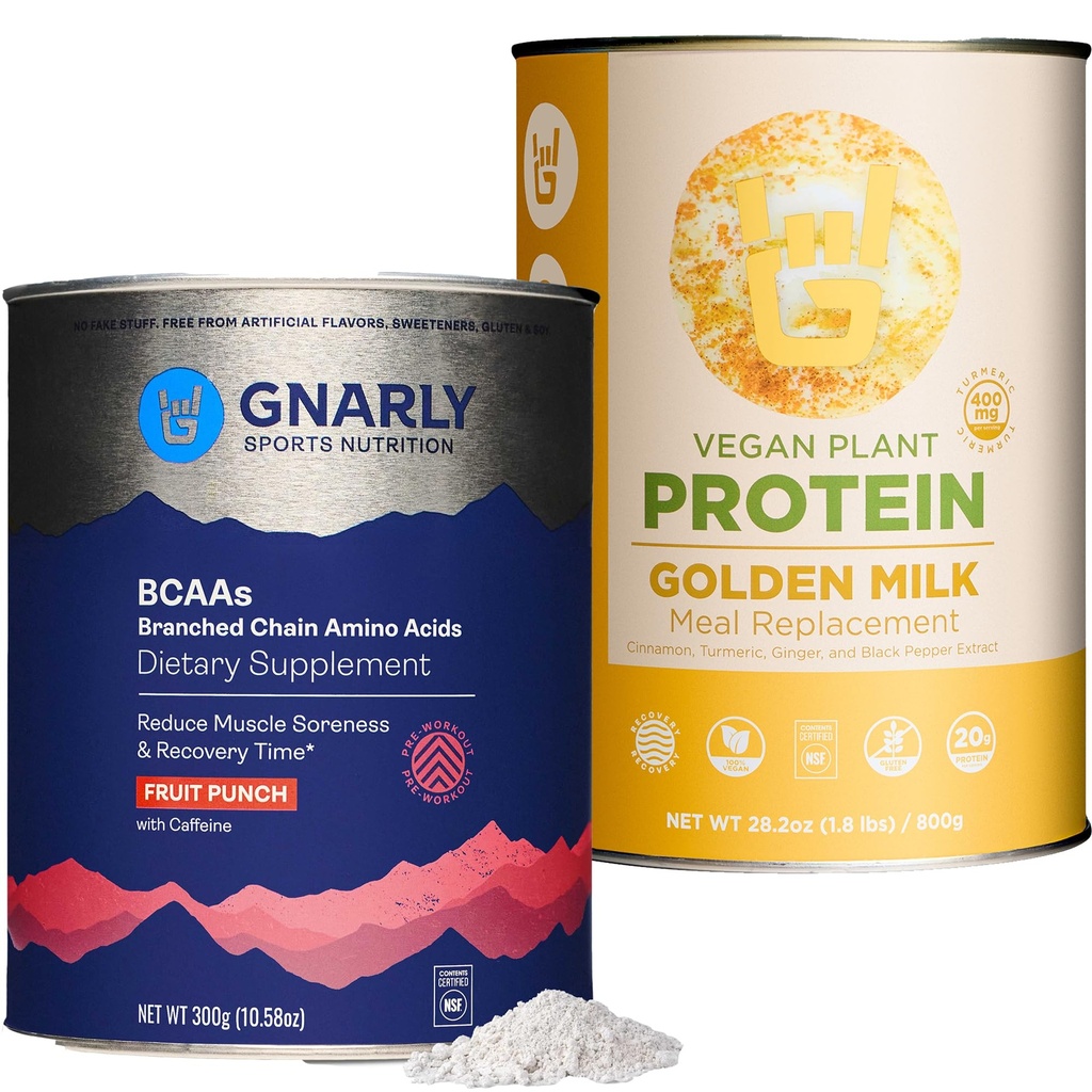 Gnarly Nutrition Golden Milk Vegan Protein Powder BCAAs Fruit Punch (10.58oz)