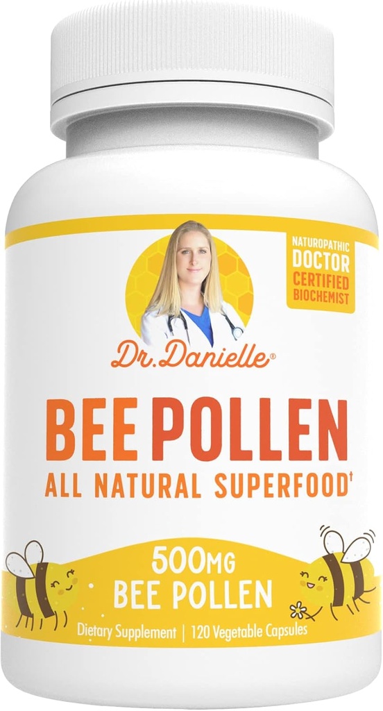 Bee Pollen від Dr. Danielle, Природні Bee Pollen Supplement, 500mg, 120 Veggie Capsules