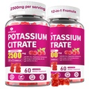 Potassium Citrate 2500mg, Potassium Gummies for Adults-Boost Muscle Health & Immune Support - 60 Count Raspberry Flavor