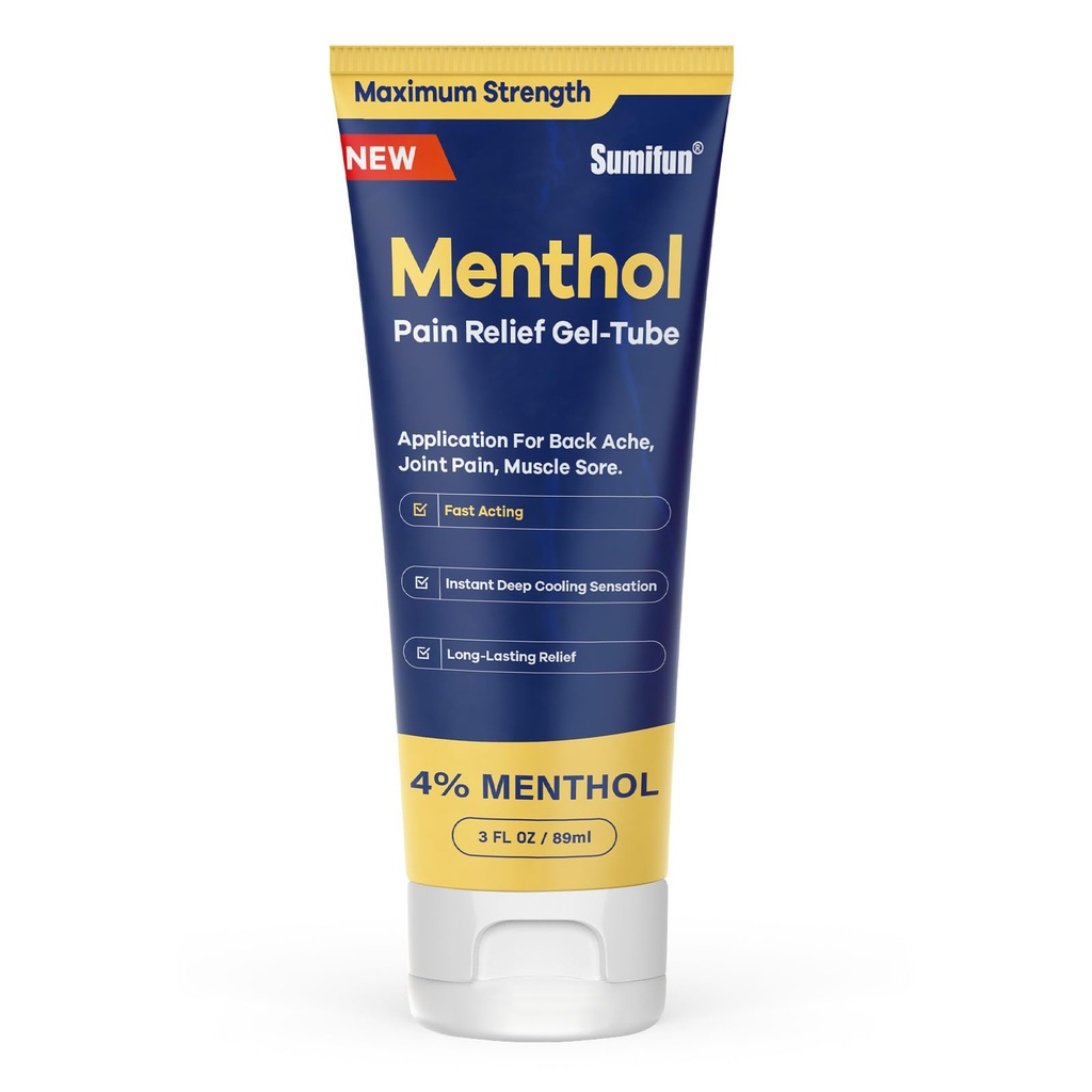 Sumifun Menthol Pain Relief Gel-Tube-3 FL OZ Tube (Pack of 1)- for Knee & Lower Back Pain Relief, Sore Muscle Relief, Neck Pain Relief, Shoulder Pain Relief