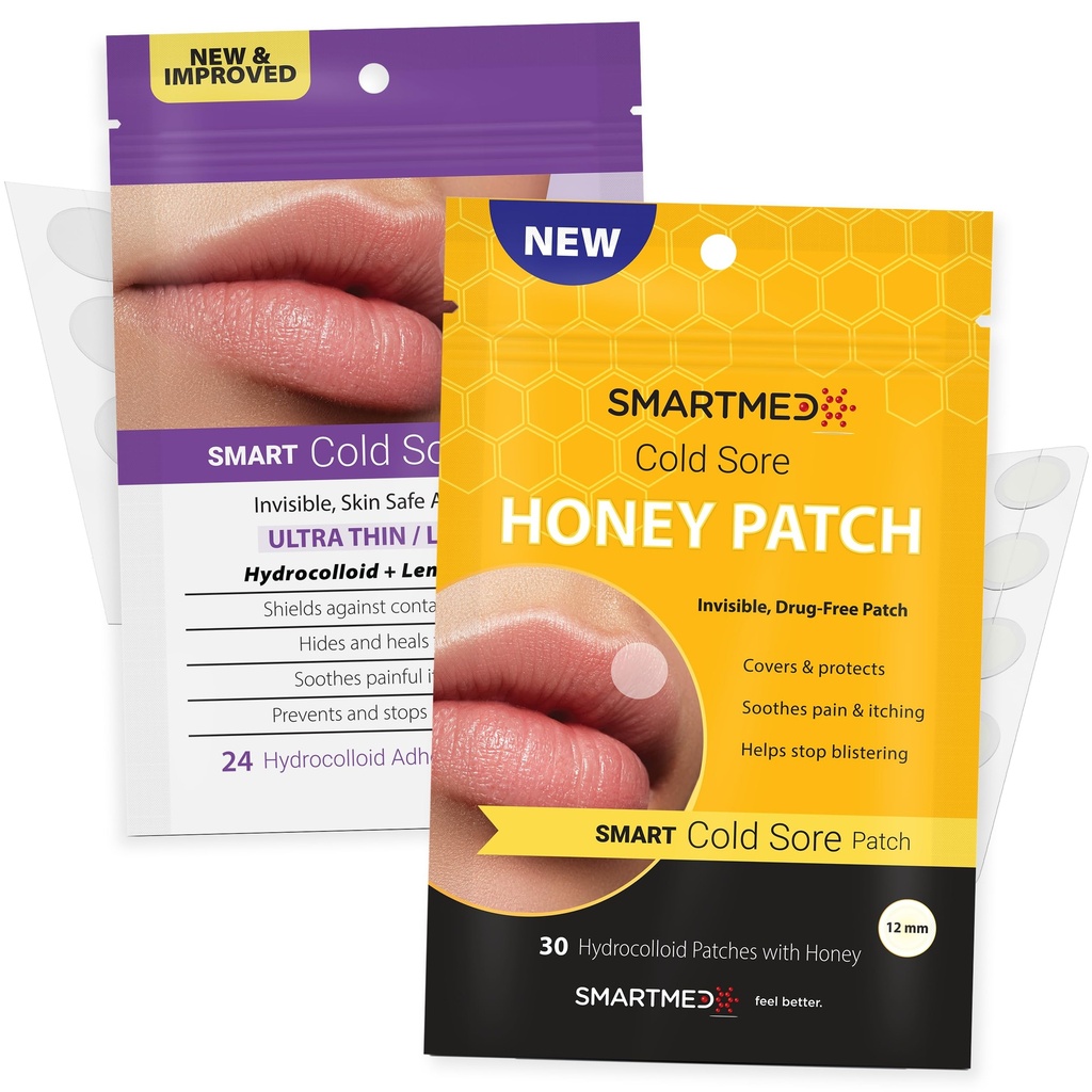 Cold Sore Treatment Patch Duo - Large Ultra Thin 15mm & Honey 12mm 54 Patches
