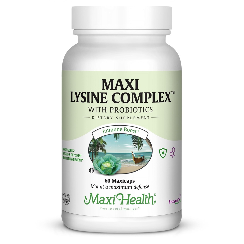Lysine Complex with Probiotics - L-Lysine 1000mg Capsules for Protein Synthesis and Immune Health - 1000 mg Lysine Supplement from Lysine HCl (60 Count (Pack of 1))