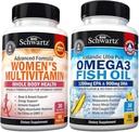 Daily Multivitamin for Women Capsules (1 Month Supply) Plus Triple Strength Omega 3 Fish Oil Softgels (1 Month Supply)