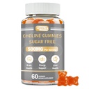 Choline Supplement Gummies Sugar Free, 500mg Choline Bitartrate Per Serving, Brain Health, Liver Support, Focus & Energy, 60 Gummies
