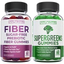 Atlantis Nutrition Sugar Free Prebiotic Fiber Gummies for Adults 2-Pack (120 Gummies) + Supergreens 60 Gummies