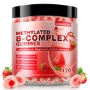 14-IN-1 Methylated Vitamin B Complex Gummies for Women & Men, 120ct, All B Vitamins - Omega-3, Magnesium, Vitamin C, Methyl B12 2000 mcg, PABA, Supports Brain Health, Energy, Immune, Sugar Free, Vegan