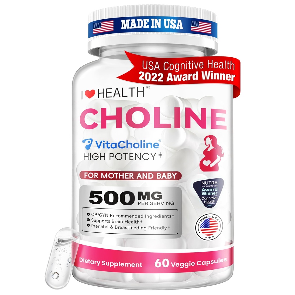 VitaCholine® Liquid Choline 500mg Supplement, Prenatal Formula to Support Baby’s Brain Development During Pregnancy and Breastfeeding, 60 Day Supply*