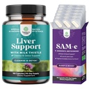 Bundle of Liver Cleanse Detox & Repair - Milk Thistle Dandelion Root Choline Beetroot Artichoke Extract and Pure SAM E Supplement 150mg Memory & Brain Support - S-adenosylmethionine for Mood Balance