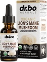 Lions Mane Mushroom Supplément gouttes - Bio Lion Mane Mushroom Liquid Tecture for Focus, Fog Cerveau Suppléments Santé - Vegan Herbal Nervine Nootropic Organic Lions Lions Complément liquide Extrait 1oz