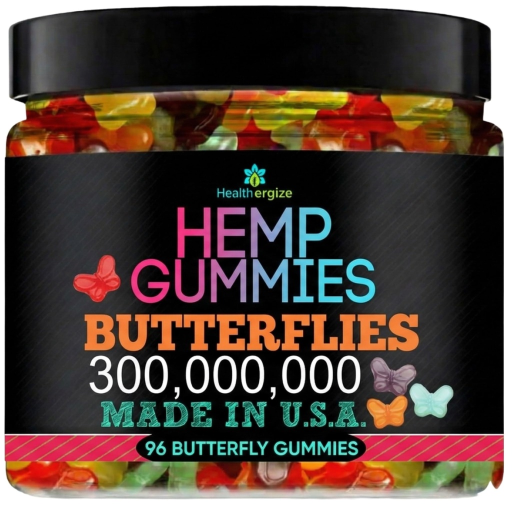 Hemp Sleep Gummies for Adults for Deep Bedtime, Relax-Fruity Gummy Bear Butterfly Shaped Edibles-Calm & Peace Non-Habit Forming - Made in USA-96 Count