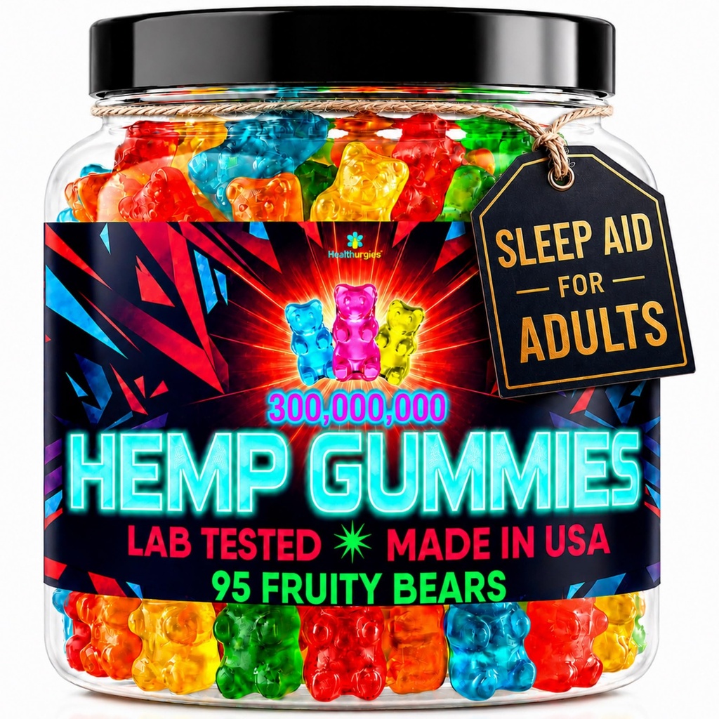 Hemp Gummies For Adults-Infused Fruit Gummy Bears Edibles-For Calm, Peace & Relaxation Hempseed Oil -Made In USA-95 Count