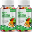 2 Packs Hemp Gummies for Sleep, Pain, Anxiety Relaxation and Peace, High Potency Edible Gummies Extra Strength Organic Hemp Oil Extract Vegan Bear Gummy - 160 Counts Candy