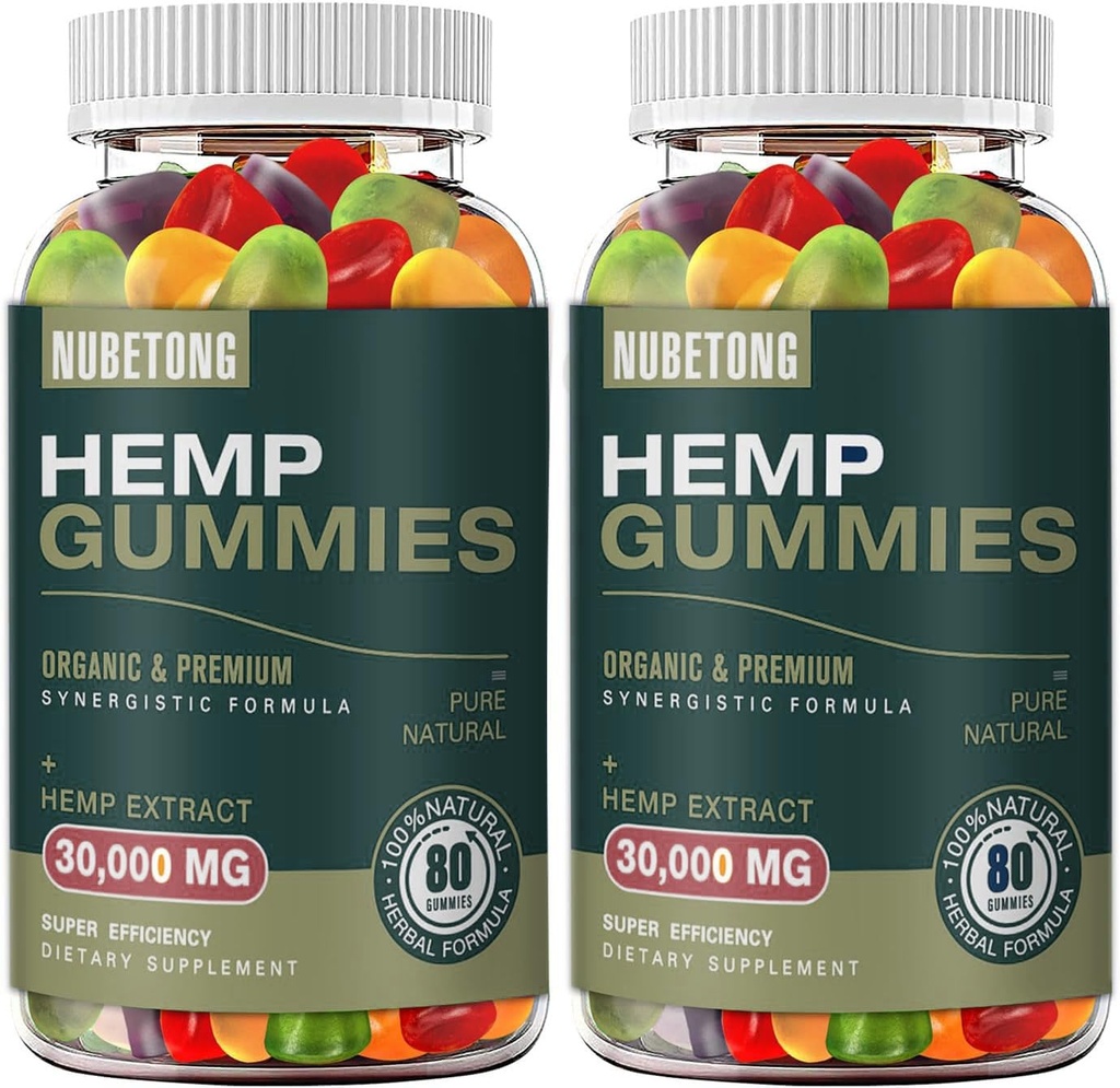 Hemp Gummies for Sleep, Pain & Anxiety, 2 Packs Organic High Potency Extra Strength Hemp Oil Extract, Edible Gummies for Adults