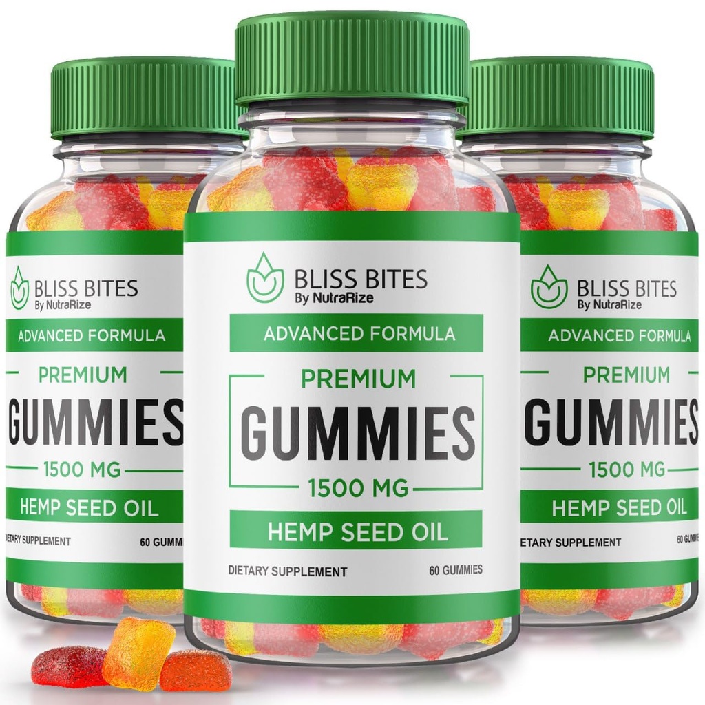 NutraRize (Pack of 3 Bliss Bites Hemp Gummies, Supplements for Tranquility, A Daily Indulgence of Relaxation, Reviews (180 Gummies)