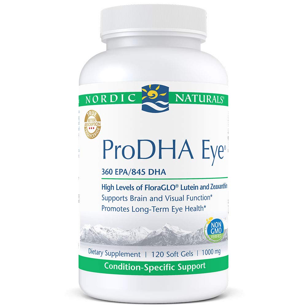 Nordic Naturals ProDHA Eye - Fish Oil, 360 mg EPA, 845 mg DHA, 20 mg FloraGLO Lutein, 4 mg Zeaxanthin, Support for Neurological Function and Long-Term Eye Health*, 120 Soft Gels
