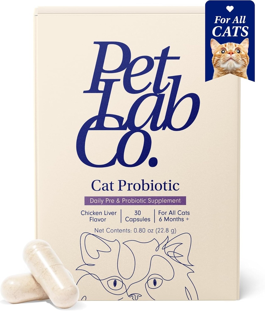 猫のためのPetLab Co.のプロバイオティクス、サポート腸の健康、時事の病気、消化器の健康及び免疫サポート - 使いやすい - 30カウント