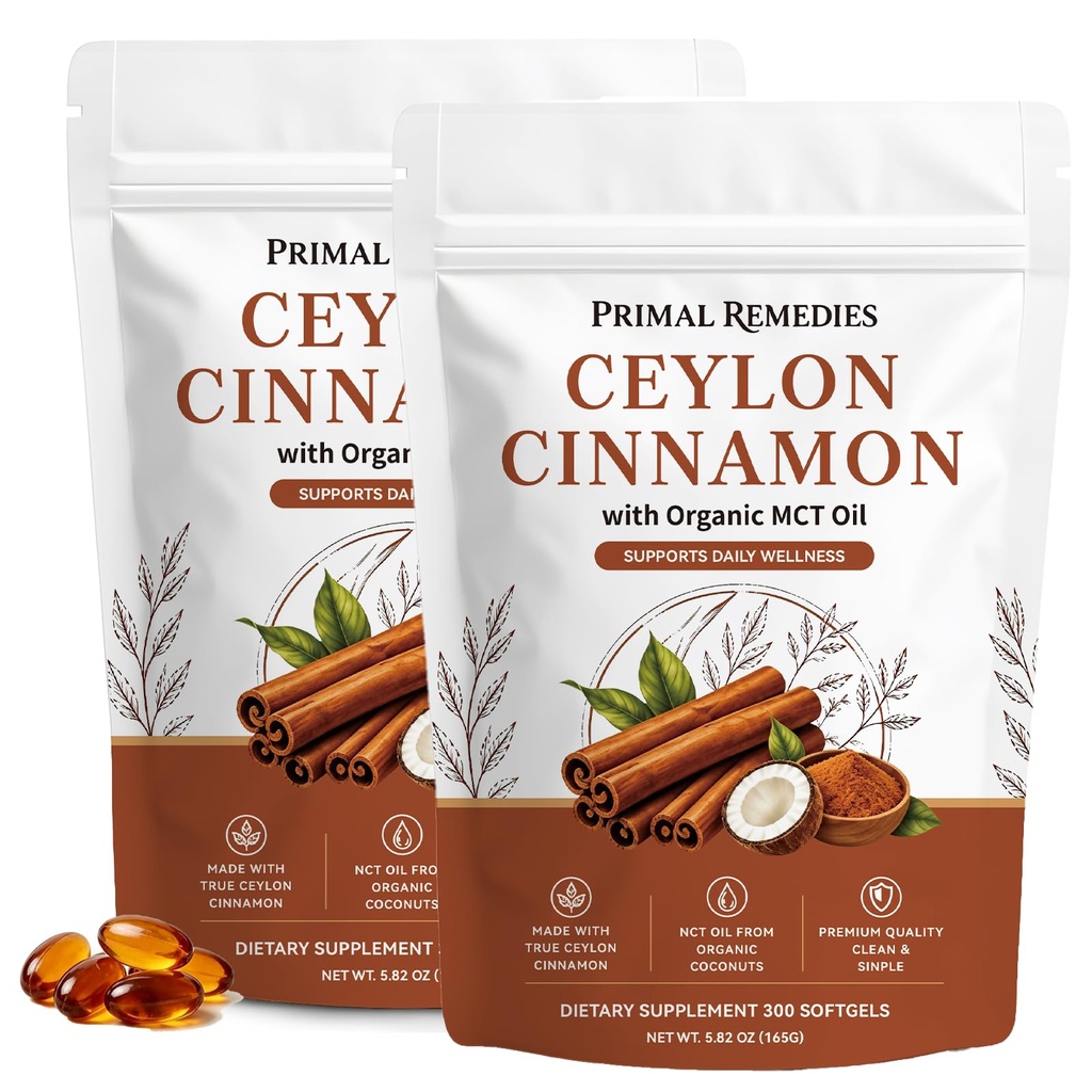 Ceylon Cinnamon, 300 Softgels with Mct Oil, for Daily Wellness Routine (2PCS)