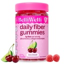 Belli Welli Fiber 4-in-1 Fiber Gummies Supplement with Added Probiotics, Collagen and Electrolytes for Regularity and Bloat Relief, 120 Count (Cherry Limeade)